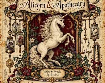Alicorn & Apothecary Printable Junk Journal Kit, 24 Vintage Unicorn Digital Download Pages, Mythical Scrapbook Set