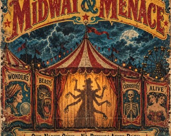 Midway & Menace Haunted Retro Circus Junk Journal Kit | 24 Page Vintage Circus Printable | Sideshow Scrapbook Ephemera