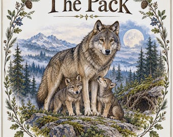 Wolf Junk Journal Kit, 21 Printable Pages, Wolf Scenes, Tags, Buttons, Labels and Washi Tape, Square Digital Download