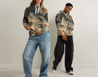 Earthen Camo Hoodie, Abstract Earth Tone Camouflage, All Over Print Unisex Cotton Hoodie