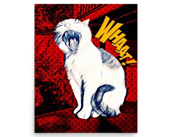 Soots the Survivor Cat Poster | Rescue Cat Wall Art | House Fire Survivor Story | Pop Art Cat Print | Gift for Cat Lovers