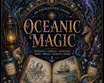 Oceanic Magic Oracle Junk Journal Kit | 40 Nautical Fantasy Printable Pages