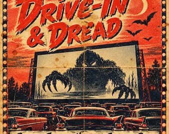 25-Page Drive-In & Dread Junk Journal Kit | Printable 1950s Creature Feature Ephemera
