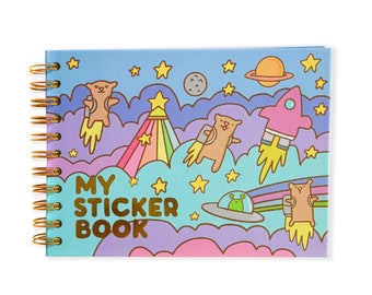 Bears in Space - Hardcover Retro Style Sticker Book (with Peel Back Pages)