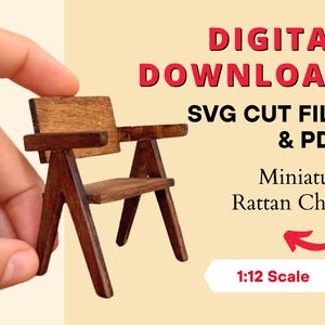 SVG und PDF Datei für Puppenhaus-Miniatur im Maßstab 1:12 | Puppenhaus Rattan Stuhl | 1/12 Miniatur Stuhl, SVG-Schnitt für Cricut Maker