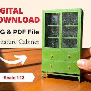SVG und PDF Datei für Puppenhaus-Miniatur im Maßstab 1:12 | Puppenhausschrank | 1/12 Miniatur Schrank, SVG-Schnitt für Cricut Maker