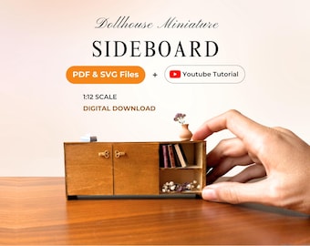 SVG Cut Files for 1:12 scale dollhouse miniature | wooden dollhouse sideboard