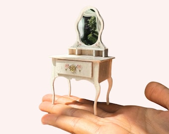 1:12 Scale Dollhouse Dressing Table SVG Cut File & PDF Template