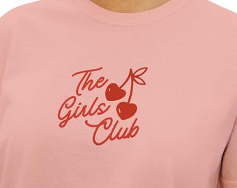 T-shirt court cerises The Girls Club | T-shirt carré pour femme