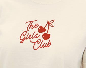 T-shirt court carrée cerises The Girls Club | T-shirt carré pour femme