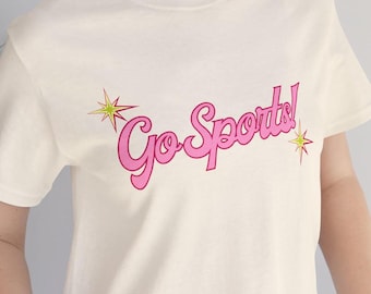 Go Sports pink cursive tee | Women's sports support shirt