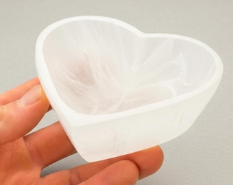 Selenite Crystal Charging Bowl: Grade A Hand-Carved Cleansing Crystal - From Morocco