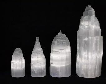 Selenite Mountain Lamp: Natural Moroccan Crystal Light, Calming Decor