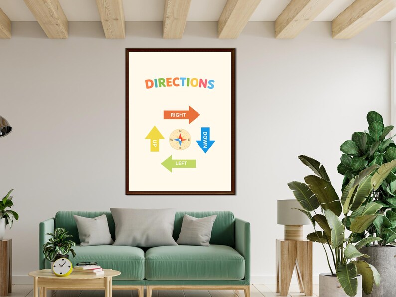 Directions Poster for Kids | Left Right up Down Chart | Preschool ...
