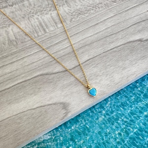 Dainty Turquoise Heart Necklace-14k Gold Filled, Minimalist Layering Jewelry Gift For Her