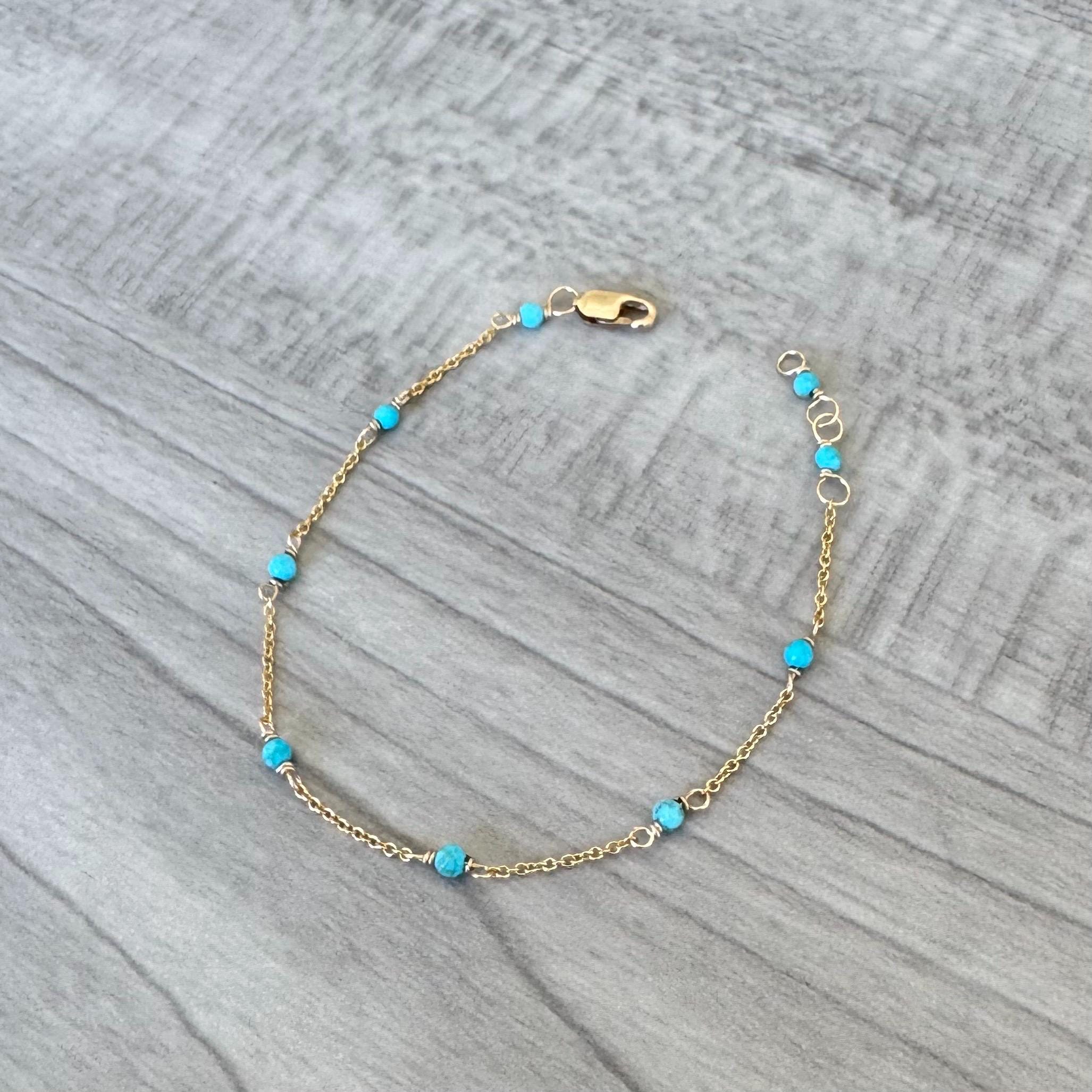 Turquoise Jasper 14k Gold Filled Sun + Moon Bracelet