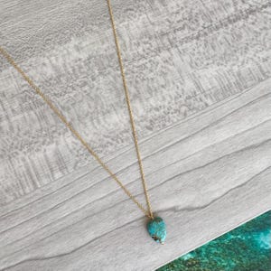 Turquoise Pendant Necklace, 14k Gold Filled Dainty Natural Turquoise Necklace, Organic Turquoise Necklace