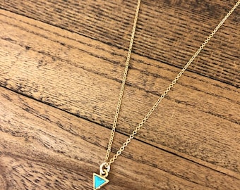 Turquoise charm necklace, dainty 14k gold fill and turquoise necklace, dainty gold charm necklace, turquoise jewelry gift