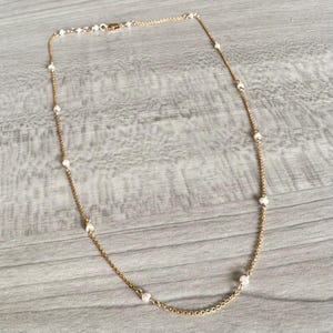 Dainty Pearl Choker: 14k Gold Filled Necklace, Freshwater Nugget Pearls