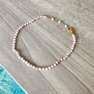 Pink Opal Bracelet – Dainty 2mm Hand-Knotted on Silk – Adjustable 14k Gold-Filled Clasp – October Birthstone