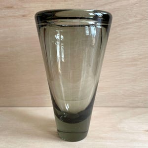 Vase tinted glass, Holmegaard Danish Design   vintage glass. 1970’s modern Danish Design. Handmade Scandinavian mouth blown glass vase