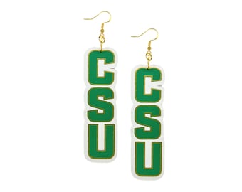 Colorado State University Earrings - Green & Gold Rams Jewelry for CSU Fans | Lightweight, Nickel Free, Faux Leather | Gifts for Students