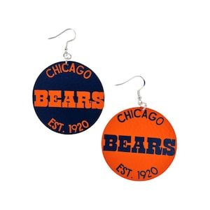 Chicago Bears Retro Earrings - NFL Team Jewelry | Lightweight, Nickel Free & Faux Leather | Perfect for Game Day Fits | Gift for NFL Fans