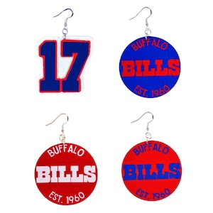 Buffalo Bills Earrings - NFL Team Jewelry | Hypoallergenic & Faux Leather | Perfect for Game Day Fits | Great Gift for Football Fans