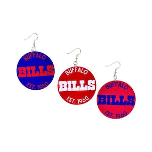 Buffalo Bills Retro Earrings - NFL Team Jewelry | Lightweight, Nickel Free & Faux Leather | Perfect for Game Day Fits | Gift for NFL Fans