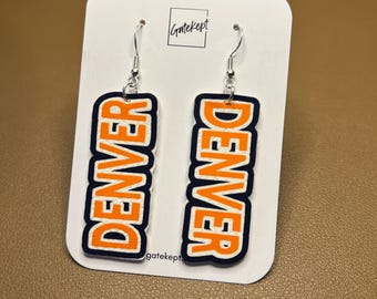Denver Football Earrings – Navy & Orange Game Day Fan Jewelry | Lightweight Faux Leather