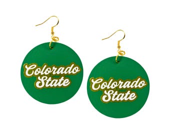 Colorado State University Earrings - Green & Gold Rams Jewelry for CSU Fans | Lightweight, Nickel Free, Faux Leather | Gifts for Students