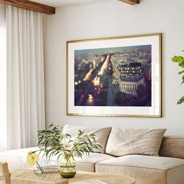 Night in Paris Photography Print, Romantic Cityscape, Travel Photography, Abstract Urban Wall Art