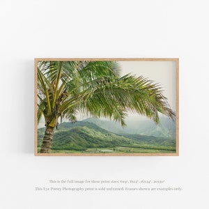 Hanalei Valley Hawaii Print, Tropical Landscape Photography, Palm Tree Print, Green Wall Art
