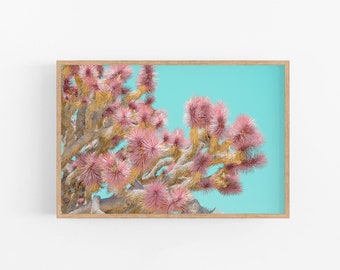 Joshua Tree Print, Cactus Print, Desert Nature Photography, Boho Wall Art, Pastel Botanical, Pink and Blue, Nursery Wall Decor