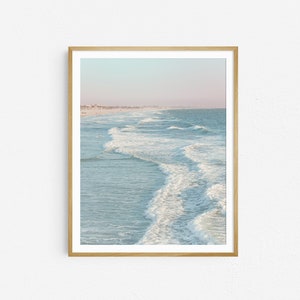 Santa Monica Beach Print, California Travel Photography, Ocean Wall Art Print, Pastel Beach Decor, Coastal Art