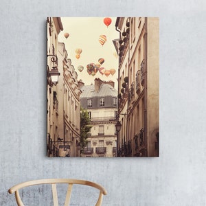 Paris Canvas Art, Large Art, Paris Wall Art, Large Wall Art Canvas, Hot Air Balloons, Canvas Print, French Wall Decor image 1