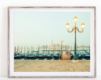 Venice Wall Art, Italy Print, Gondolas Photo, Sunrise on Grand Canal, Venice Print, Pastel City Art Print, Travel Photography