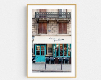 Chez Julien Paris Cafe Print, Kitchen Wall Art, France Travel Photography, French Decor