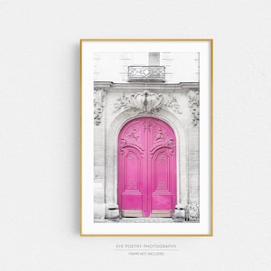 Pink Door in Paris Photography Print, Bedroom Wall Art, French Decor, City Art, Travel Print