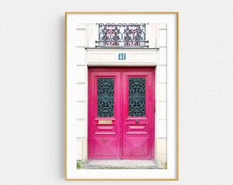 Paris Photography, Fuschia Pink Door, Paris Bedroom Decor, Travel Photography Print, French Bedroom Wall Decor Women