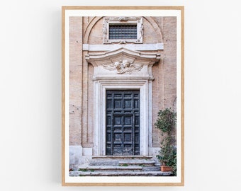 Rome Print, Elegant Door Photo, Vertical Rome Italy Print, Italian Neutral Wall Art, Travel Photography Print