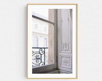 Paris Interior Photography Print, Paris Wall Art, Window Photo, Paris Print, White, French Wall Decor