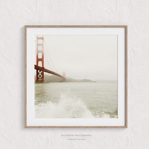 Golden Gate Bridge in Fog, San Francisco Art, Travel Photography Print, Modern Minimalist, California Wall Art  "Splash"