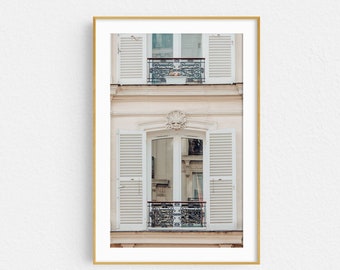 Paris Print, Montmartre Window Photo, French Architecture, Paris Wall Art Print, France Travel Photography, Bedroom Art
