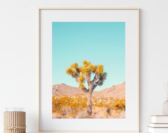 Joshua Tree Print, Pastel Desert Print, Boho Decor, Cactus Wall Art, Landscape Photography, Southwestern Wall Decor