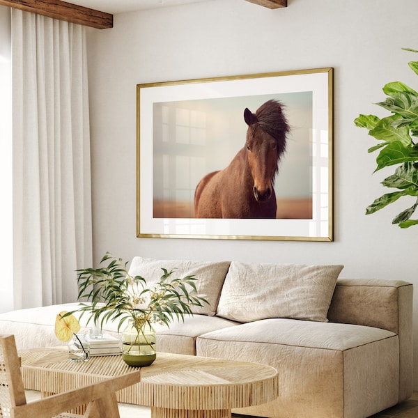 Horse Print, Rustic Nature Photography, Prints, Rustic Wall Decor, Farmhouse Decor, Icelandic Horse Art, Neutral Wall Decor