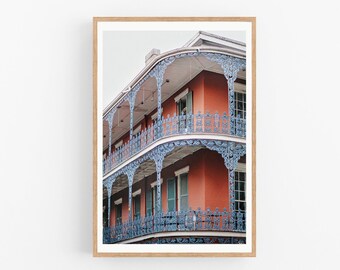 French Quarter Balconies Photo, New Orleans Print, Red Brick Building, New Orleans Art, Travel Photography Print