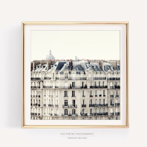 Paris Rooftops and Windows, Paris Photography, White Wall Art, Paris Decor, Square Architecture Print, 8x8, 12x12