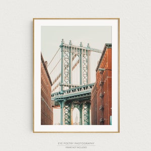 New York City Print, Manhattan Bridge view from Brooklyn, City Architecture, New York Photography, Wall Art