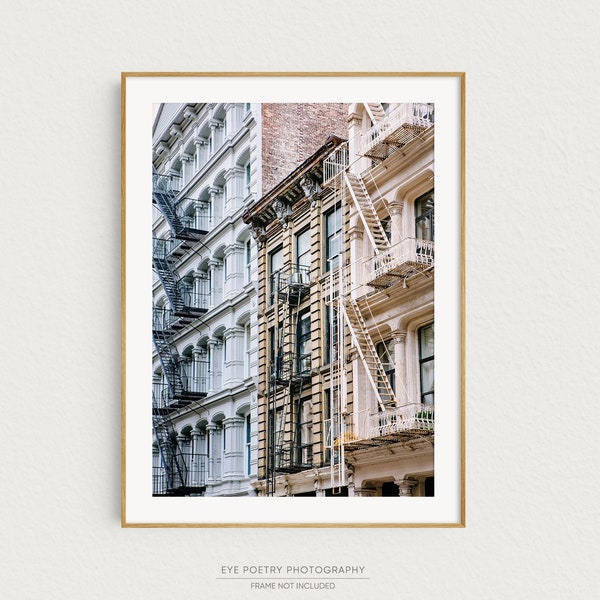 New York Print, SoHo Fire Escapes Photo, NYC Travel Photography, City Architecture Wall Art Print